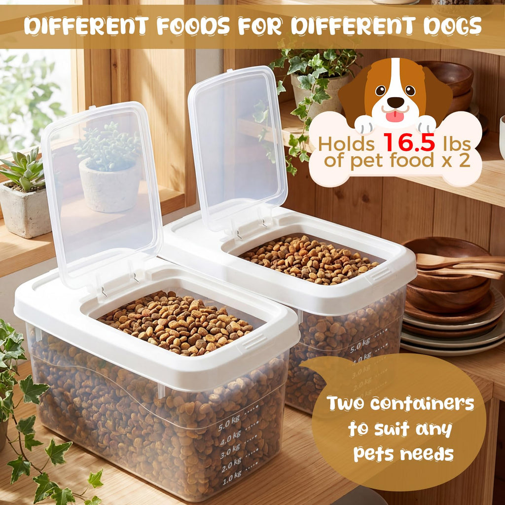 2 Pack 11 Lbs Airtight Dog Food Storage Container with Scoops X6528