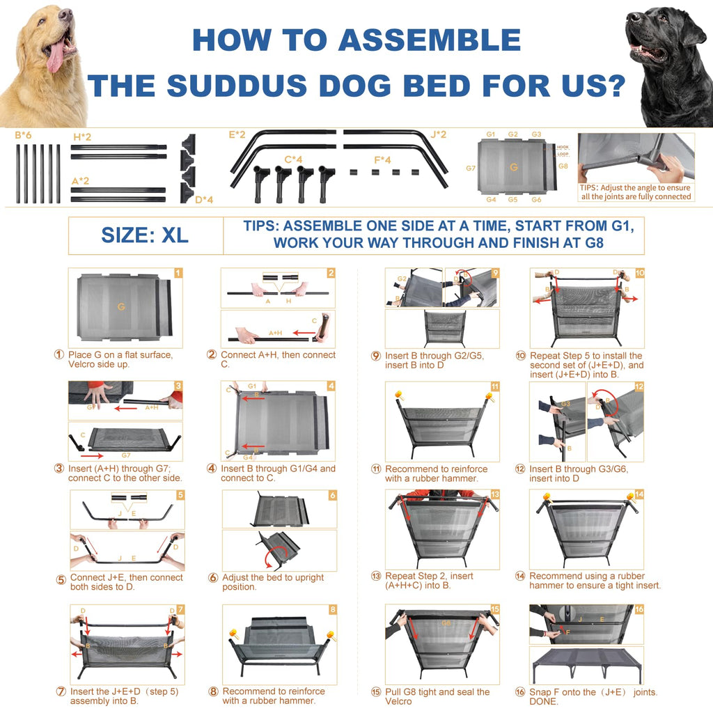 Elevated Dog Bed with Metal Frame, X-Large Grey K826289