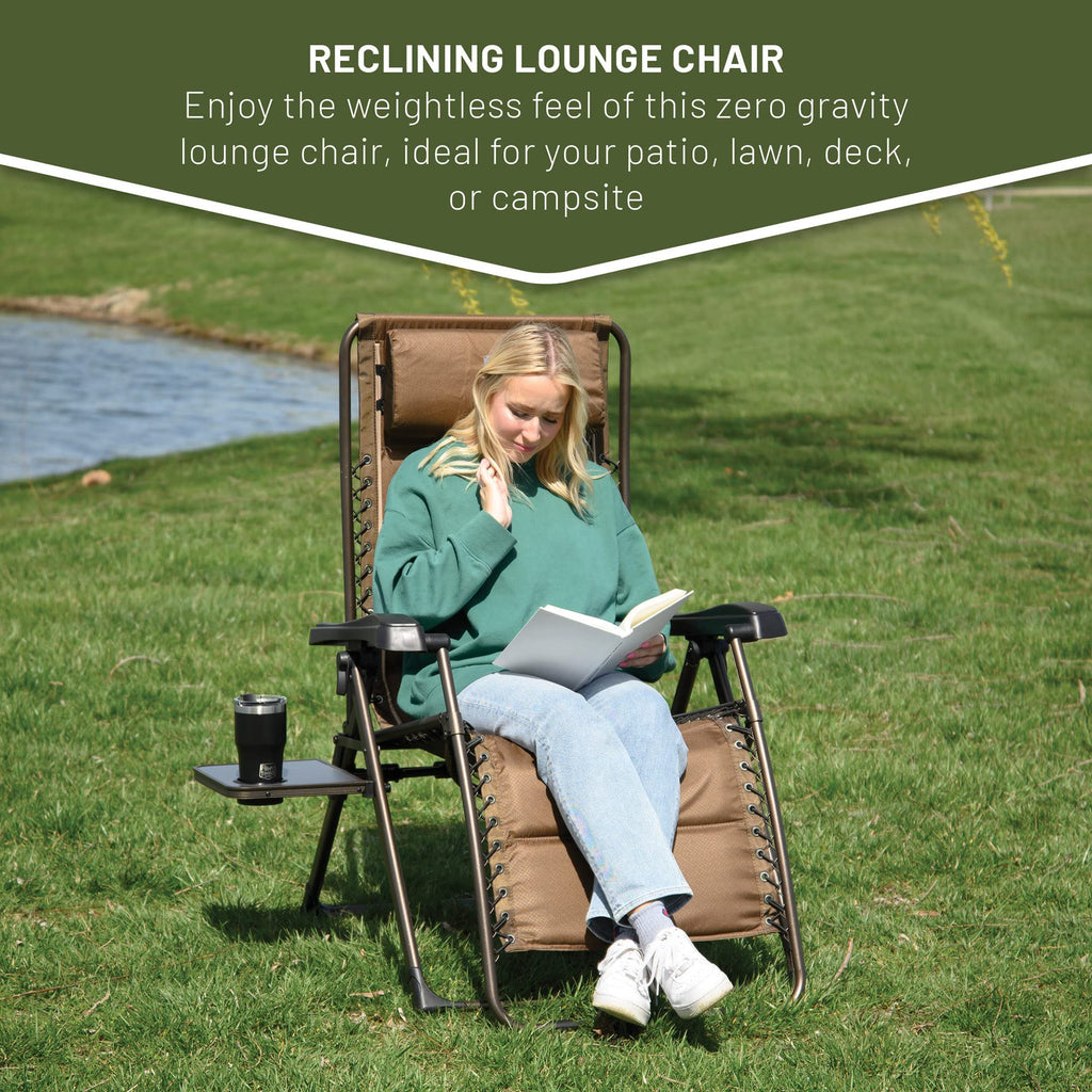 Brown Zero Gravity Folding Recliner Chair with Cup Holder X870623