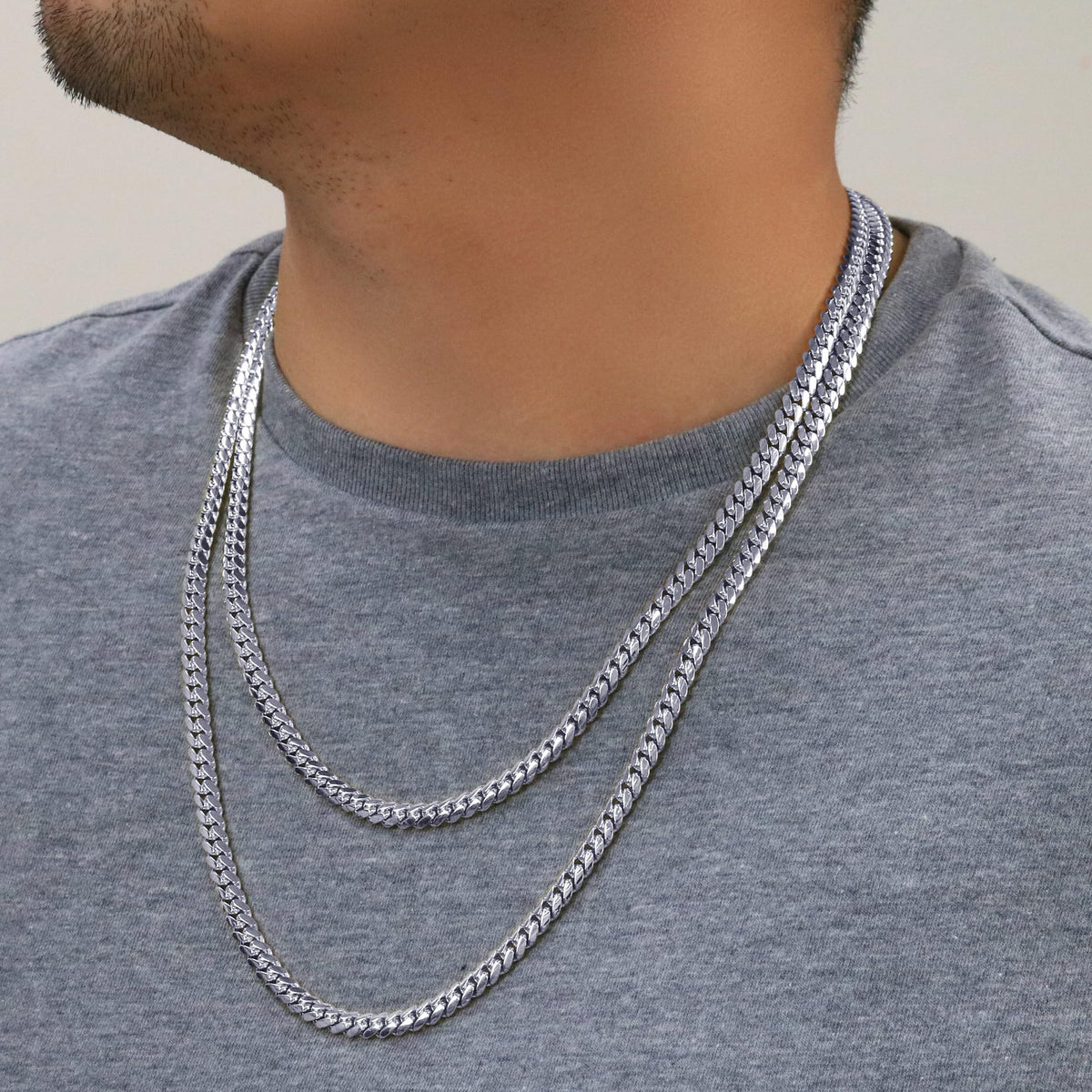 14k White Gold 6mm Chain Necklace W2381