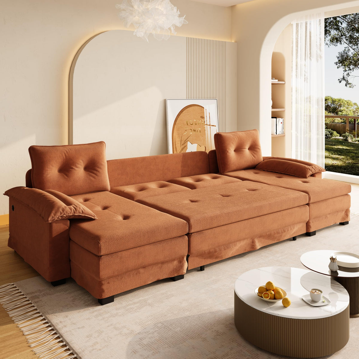 110" 3-in-1 Convertible Sleeper Sofa Bed A224844