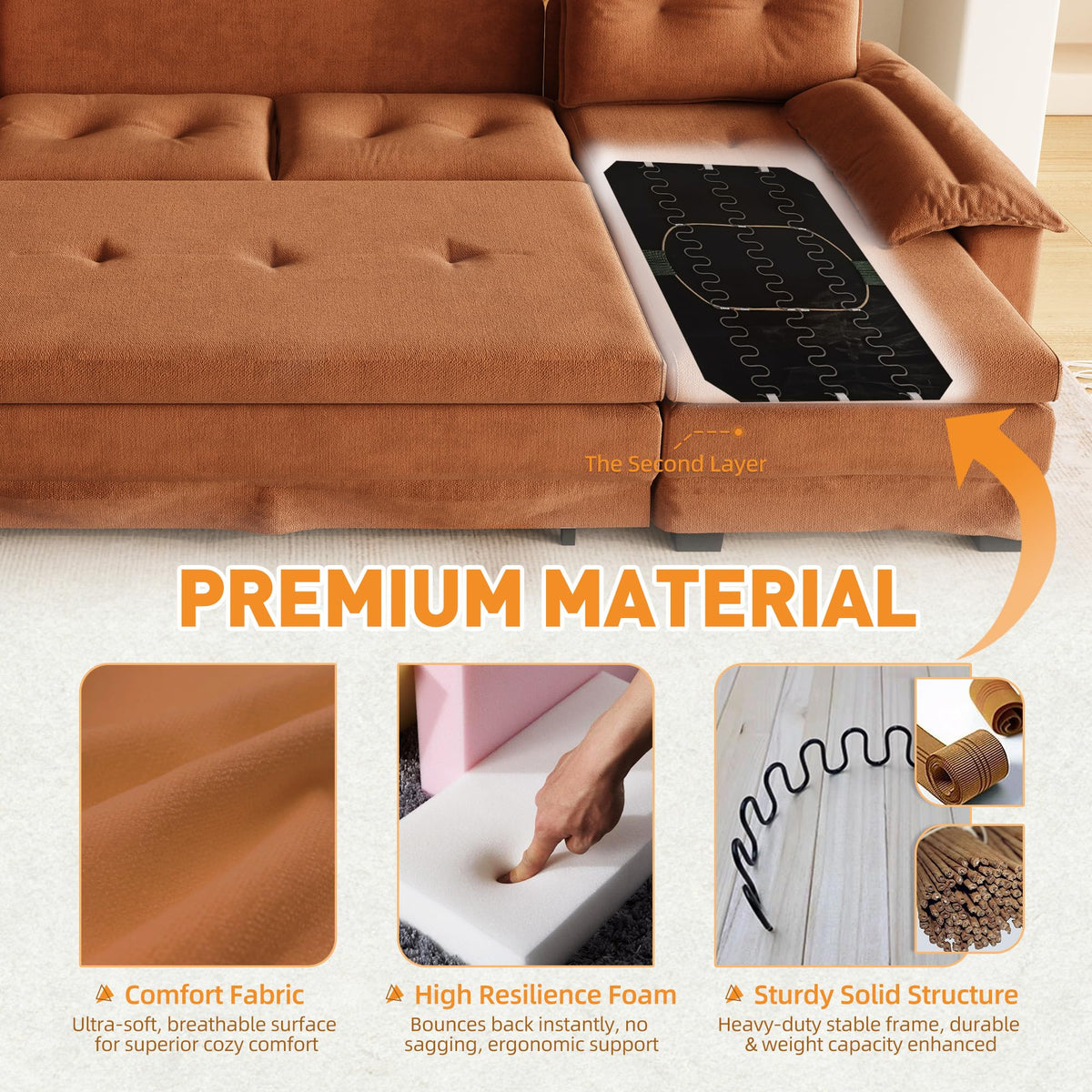 110" 3-in-1 Convertible Sleeper Sofa Bed A224844