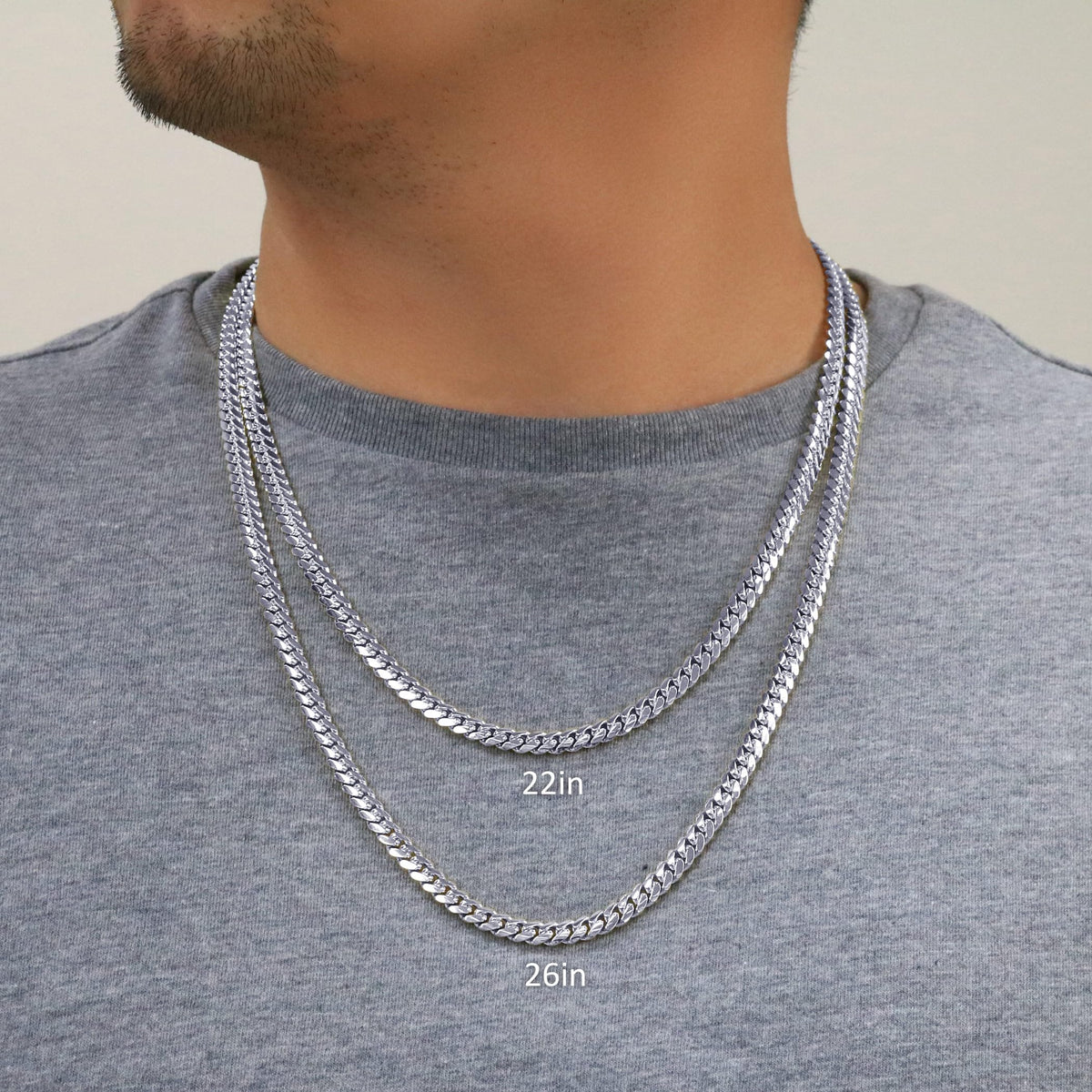 14k White Gold 6mm Chain Necklace W2381