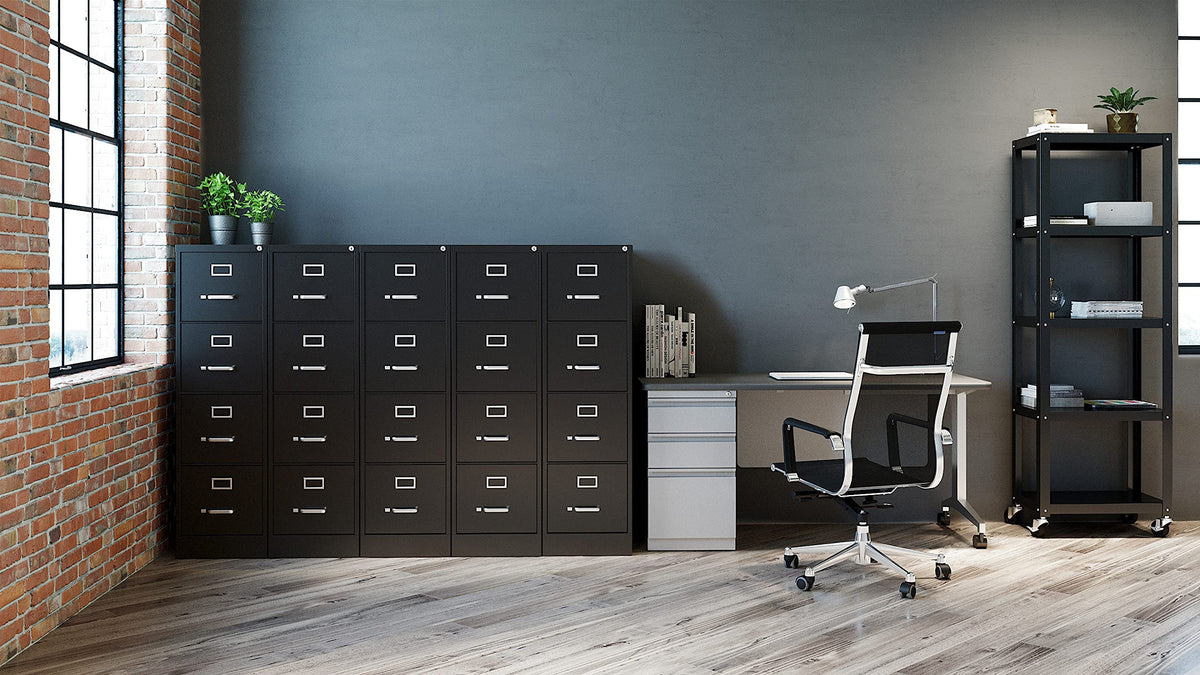 4 Drawer Letter Width Vertical File Cabinet Black F592