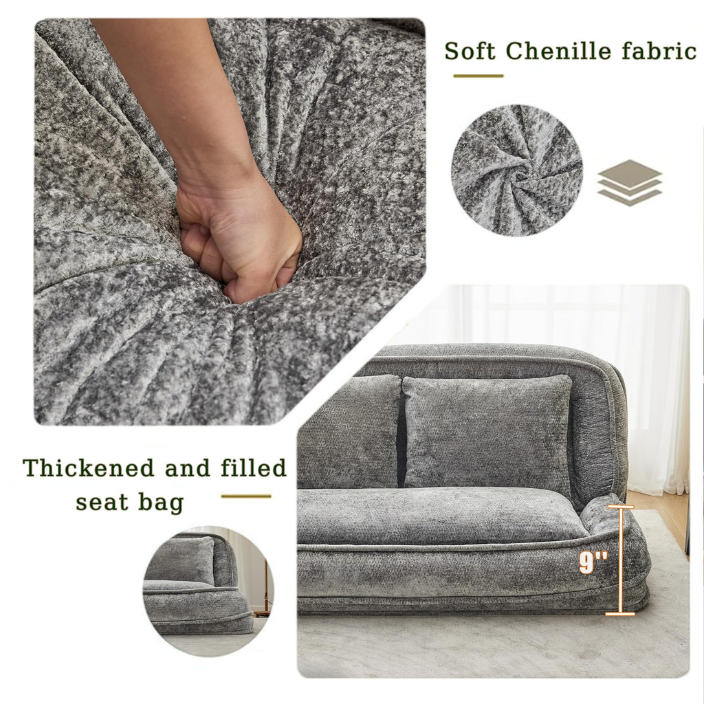 Light Gray Folding Floor Sofa Bed N162773