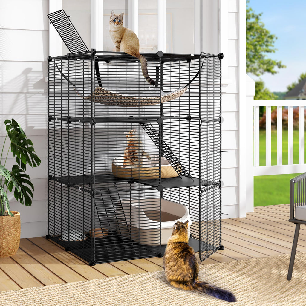 3-Tier Cat Cage Indoor Enclosure with Hammock U593