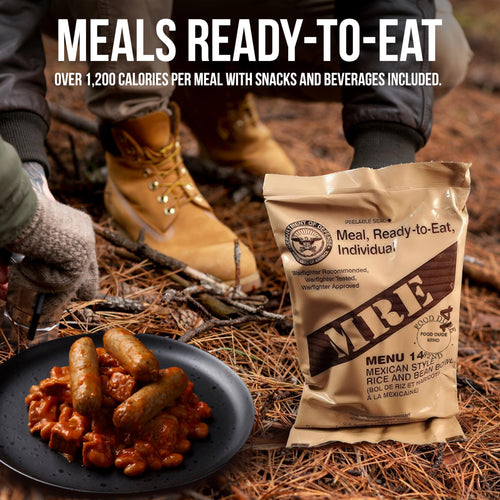 12 MRE Meals Ready to Eat with Heater Packs D36177