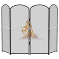 Black Metal Foldable 4-Panel Fireplace Screen M259357